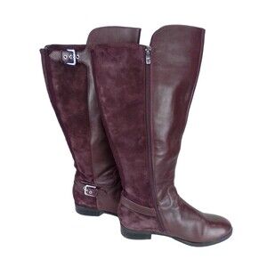 Marc Fisher Women's Damsel Suede/Leather Rubber Sole Knee High Boots Purple 8.5